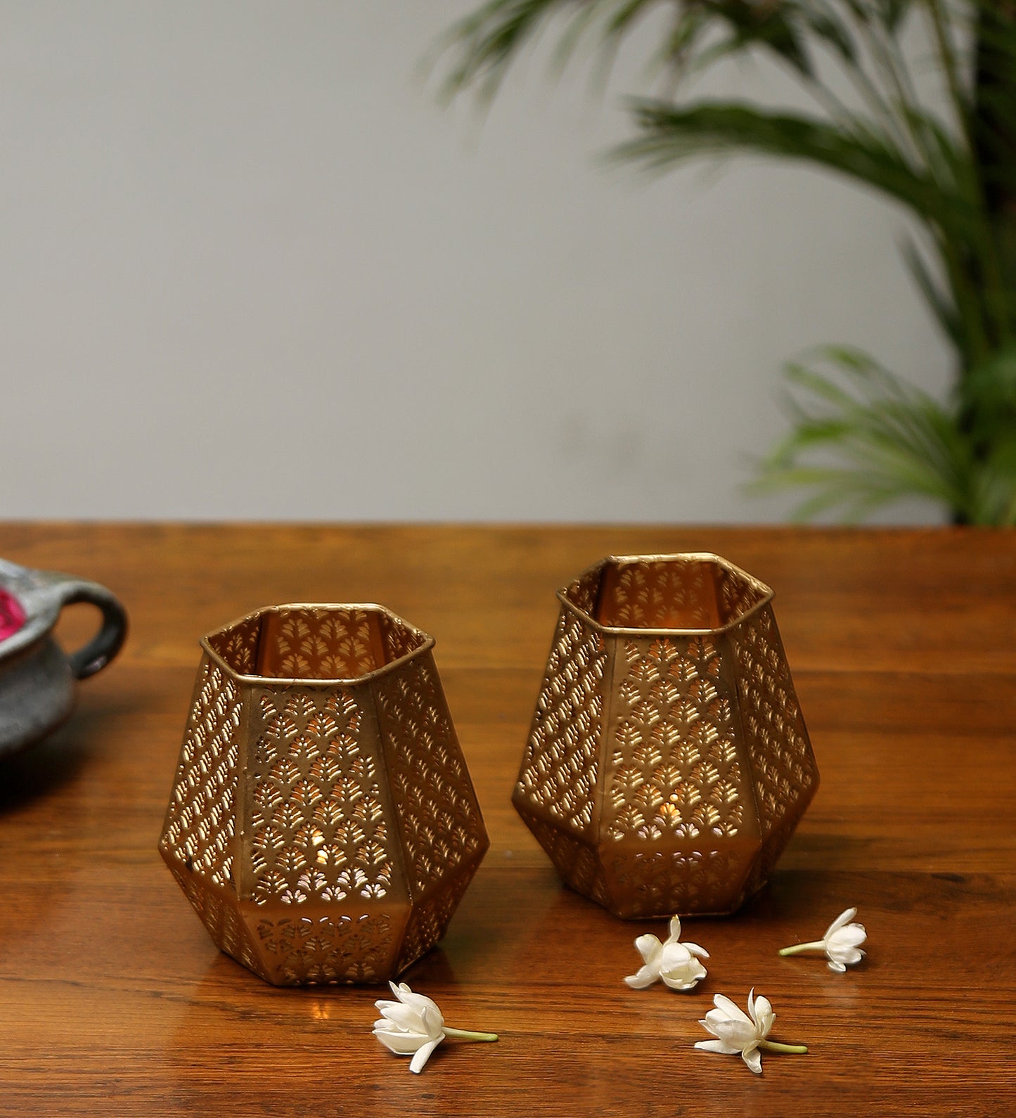 Niharika Votive Tea Light Holder - Set of 2 (Gold)