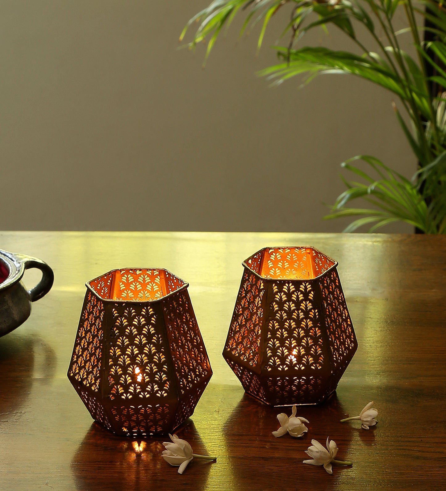 Niharika Votive Tea Light Holder - Set of 2 (Gold)