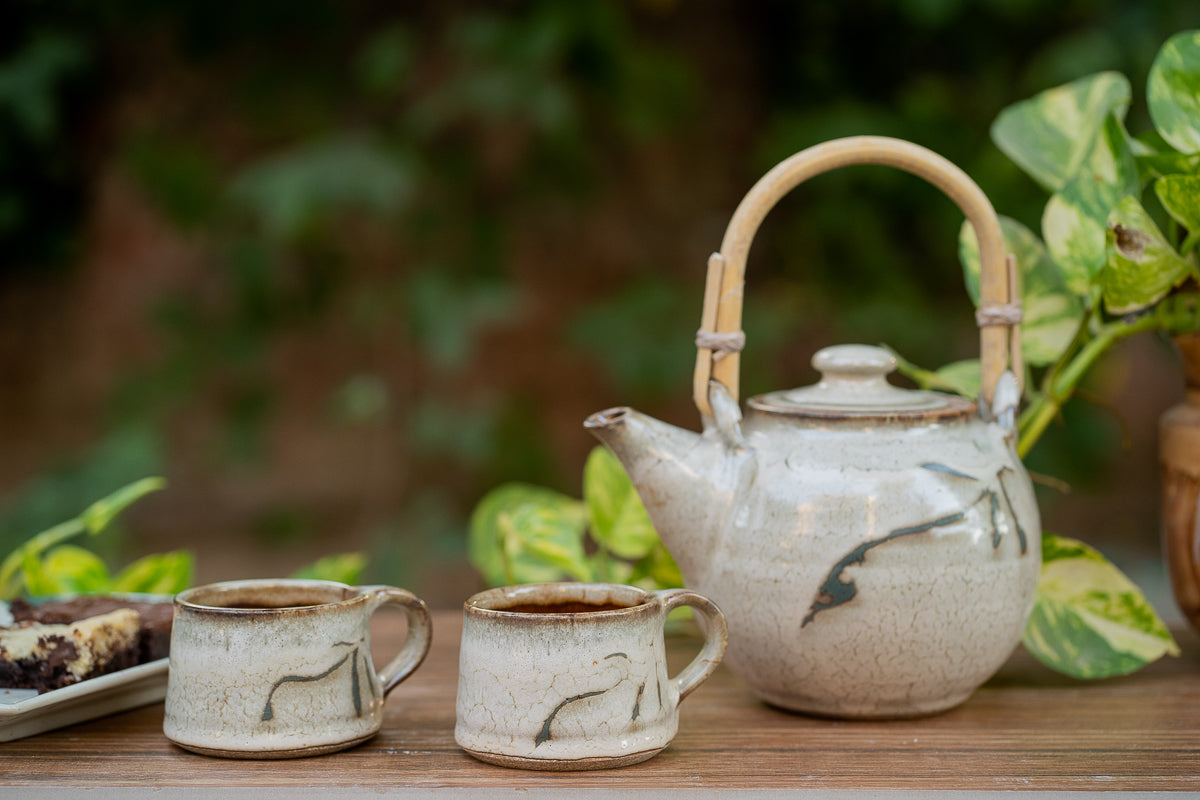 Studio Pottery Light Brown Cups - Set of 2
