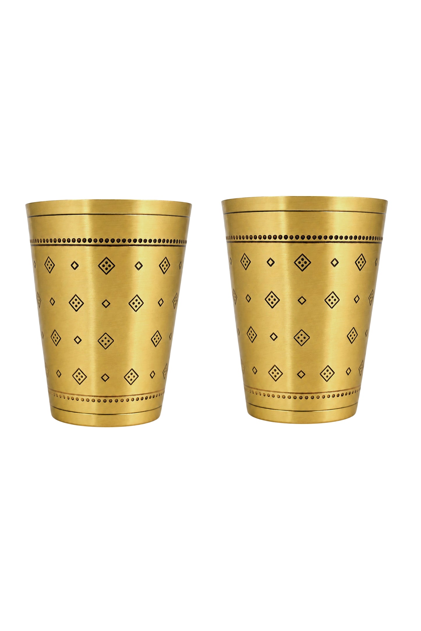 Rajkot Kansa Glass with Gift box - Set of 2 (Gold)