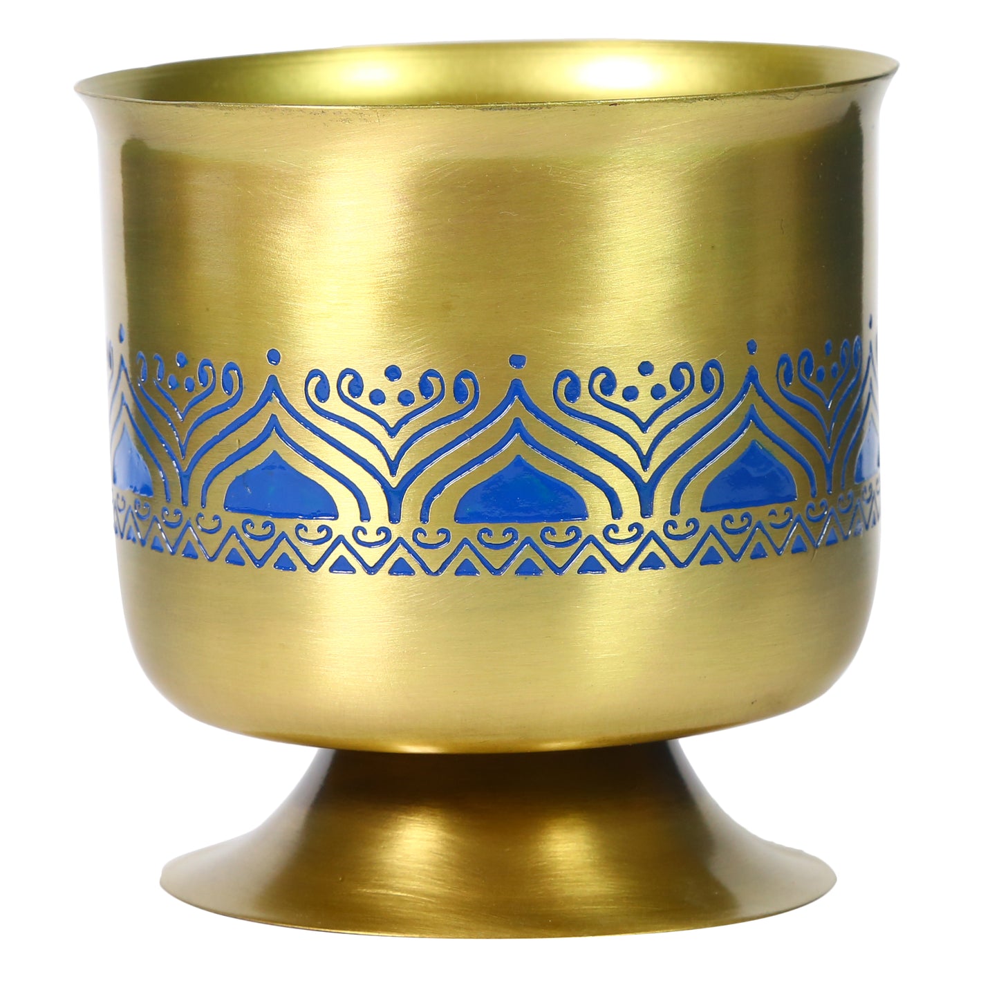 Utsav Brass Planter (Blue)
