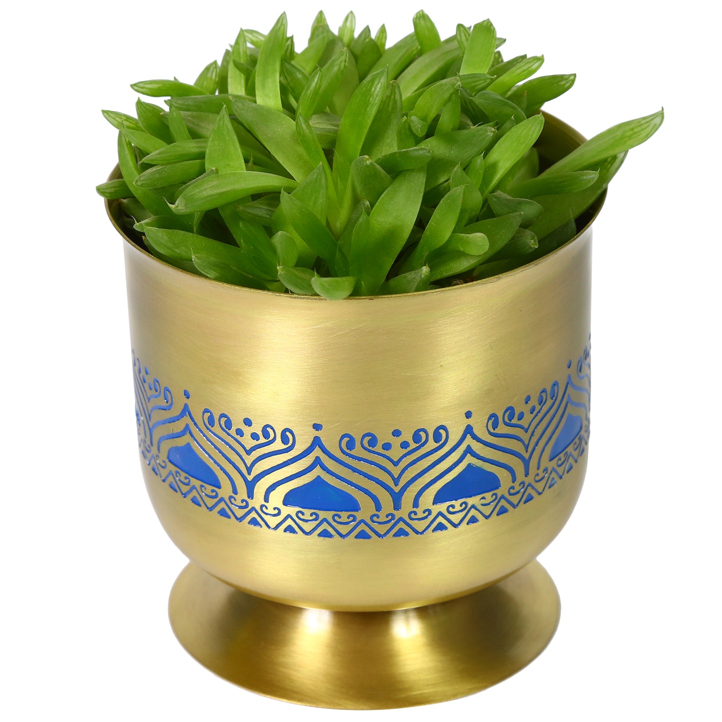 Utsav Brass Planter (Blue)