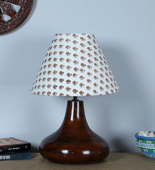 Yogasana Dark brown Table Lamp with Yellow Printed Shade