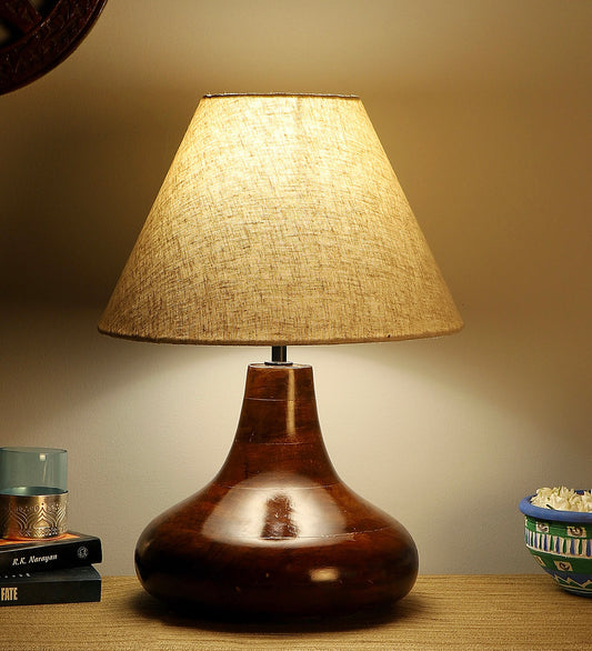 Yogasana Dark brown Table Lamp with Beige Shade