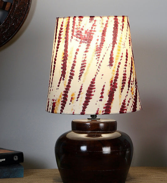 Nirvana Bed side Lamp with Burgundy Tie & Dye Printed Shade