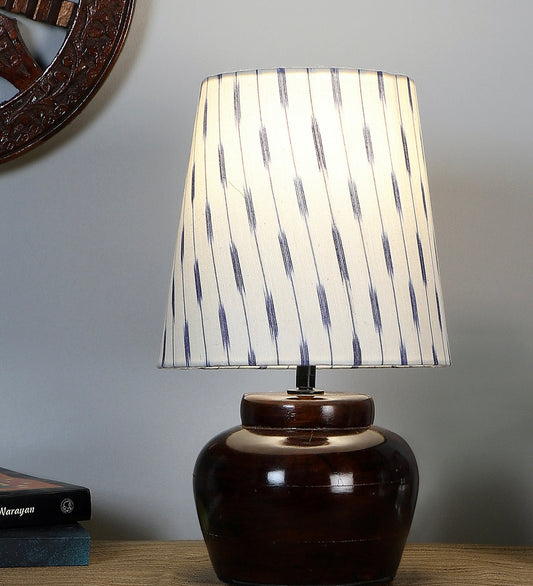 Nirvana Bed side Lamp with Blue Ikkat Printed Shade