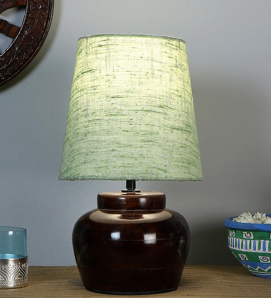 Nirvana Bed side Lamp with Green Khadi Shade
