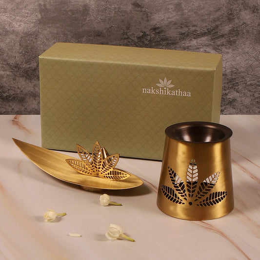 Nakshikathaa Brass Divinity Gift Hamper with Diffuser & Incense holder