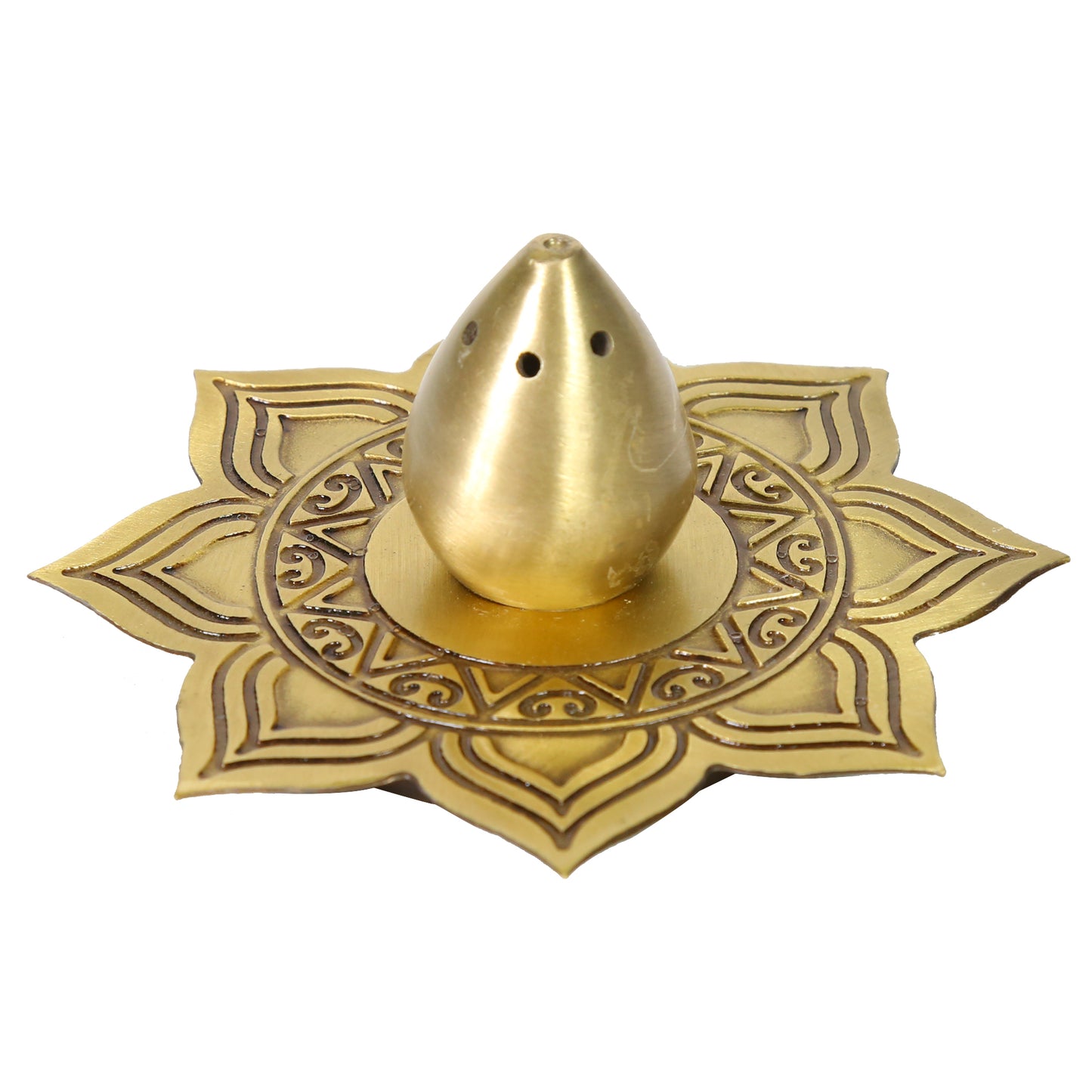 Alpana Brass Divinity Gift Hamper with Flower Basket, Kum Kum Holder, Arti Diya & Incense Holder