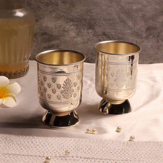 Silver Plated Brass Sharbat Glass - Set of 2 (Silver)