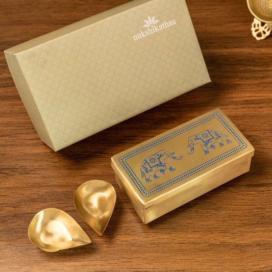 Brass Elephant Gift Box (Blue)