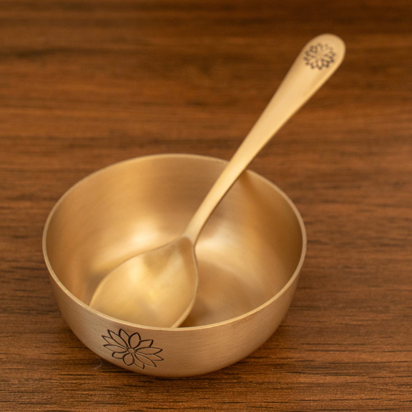 Marigold Kansa Bowl & Spoon - Set of 2 (Gold)