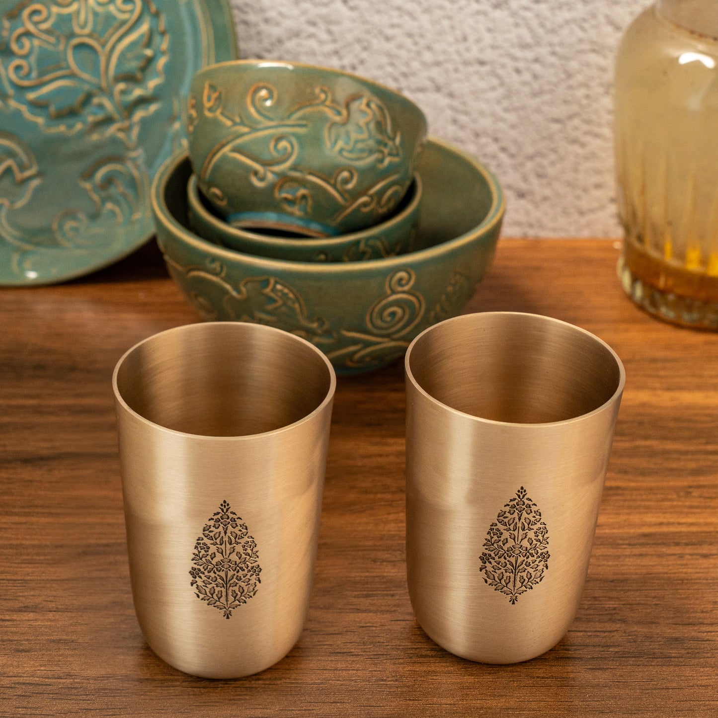Chinar Kansa Glass - Set of 2 (Gold)