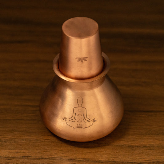 Yogasana Copper Carafe with Glass & Lid