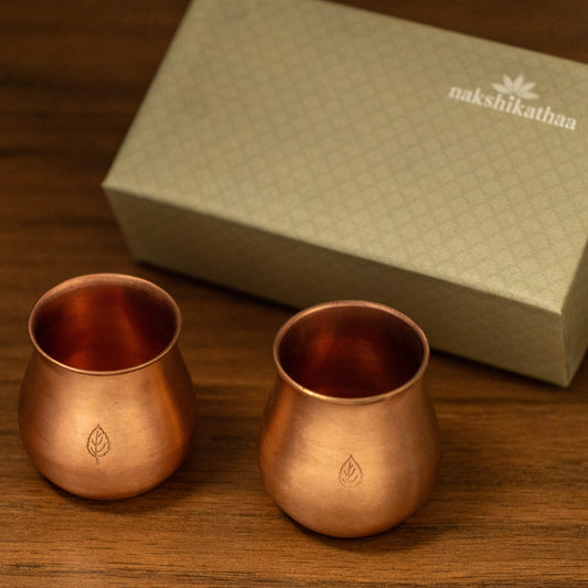 Tulsi Copper small Matki Tumblers - Set of 2