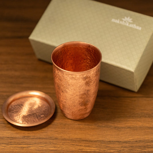 Hammer Finish Copper large Tumbler with Lid