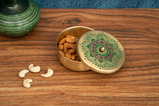 Utsav Brass Nut Bowl (Green)