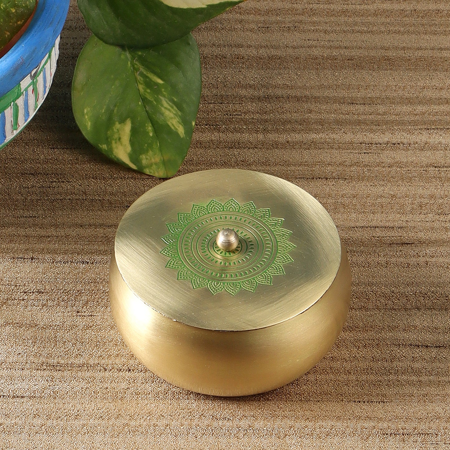 Dohar Brass Trinket box (Green)