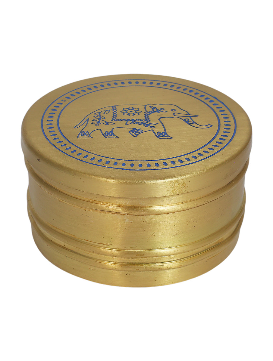 Brass Elephant Trinket Box (Blue)