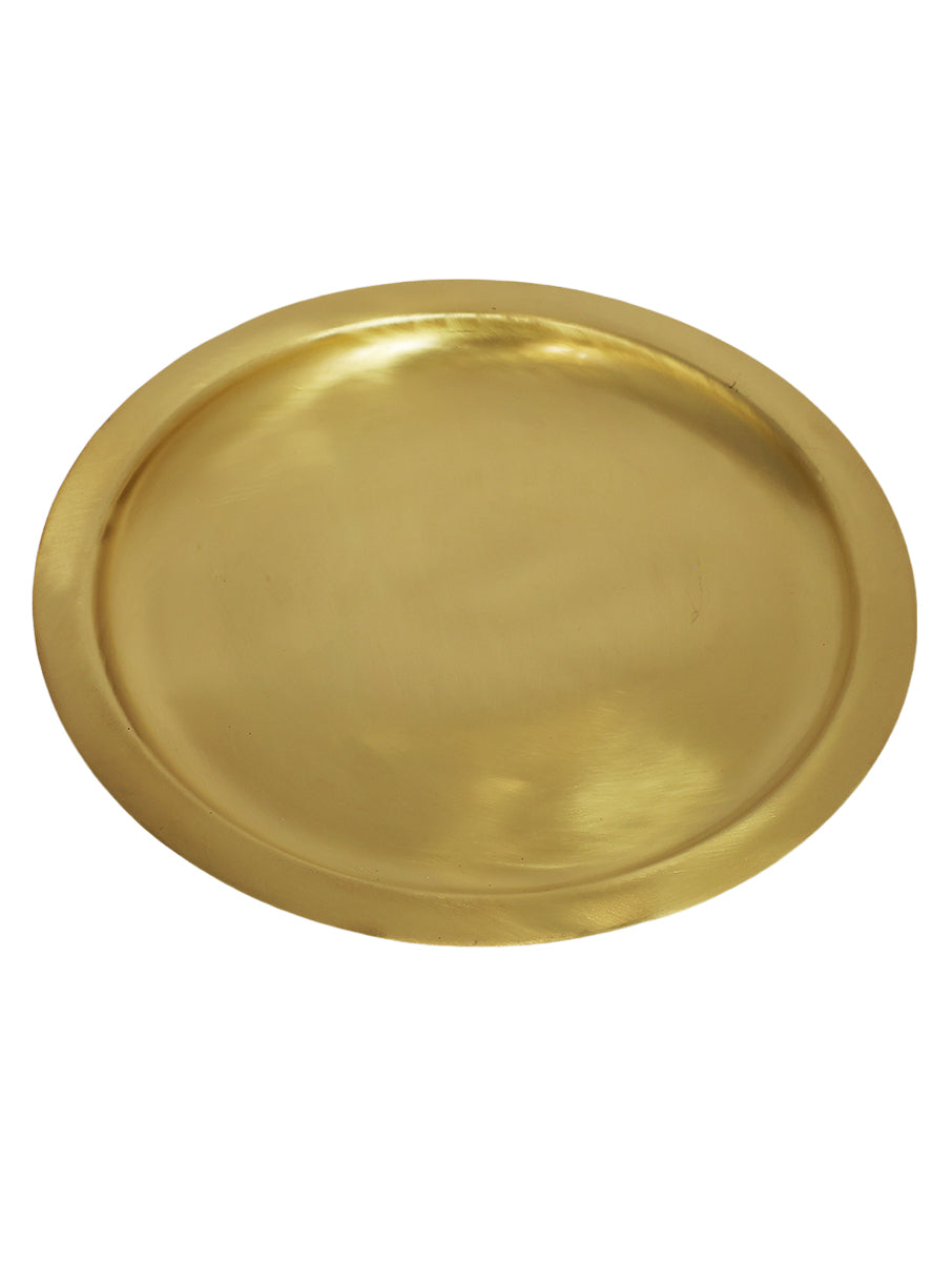 Nakshikathaa Round Brass Pooja Thaali Set (Gold & Antique)
