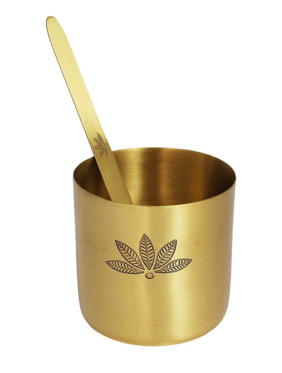 Nakshikathaa Lotus Brass Pooja Thaali Set (Gold & Antique)