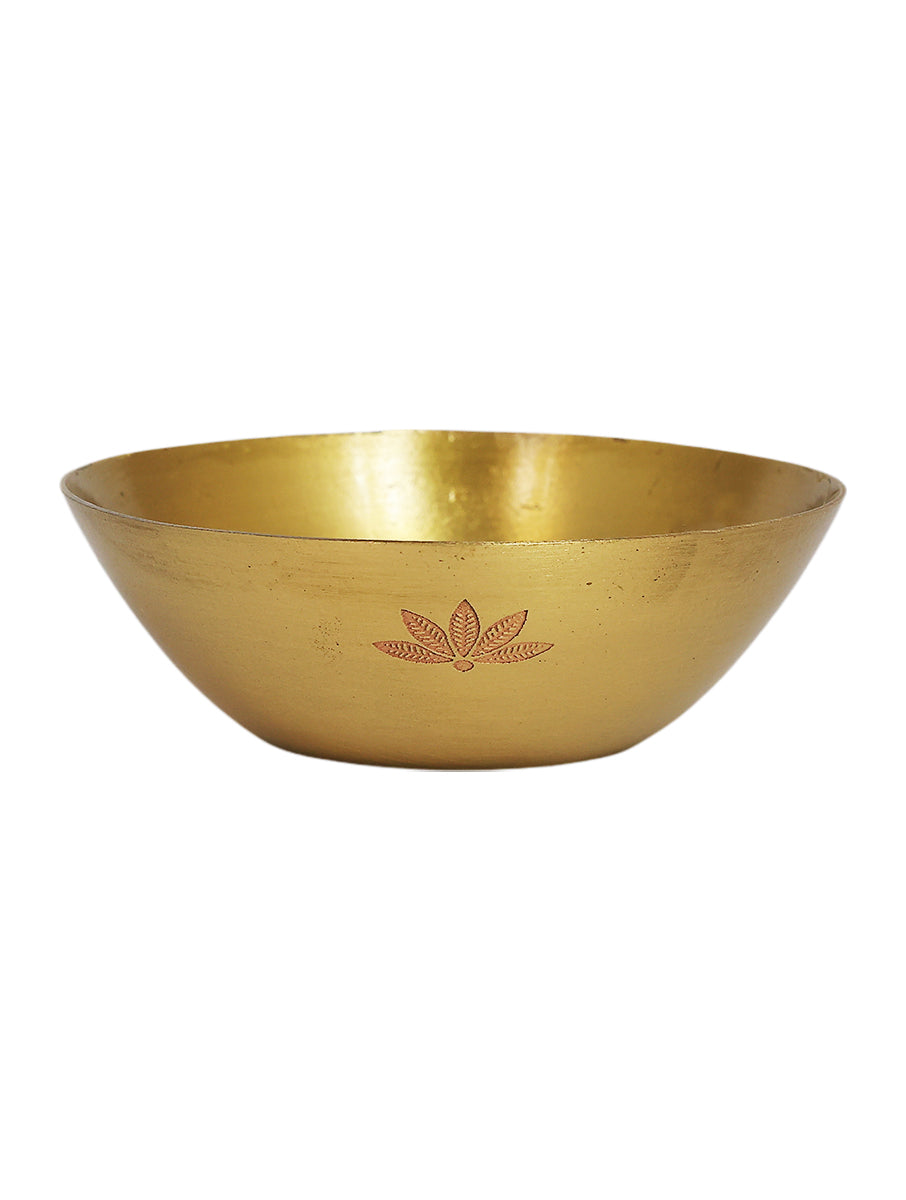 Nakshikathaa Lotus Brass Pooja Thaali Set (Gold & Antique)