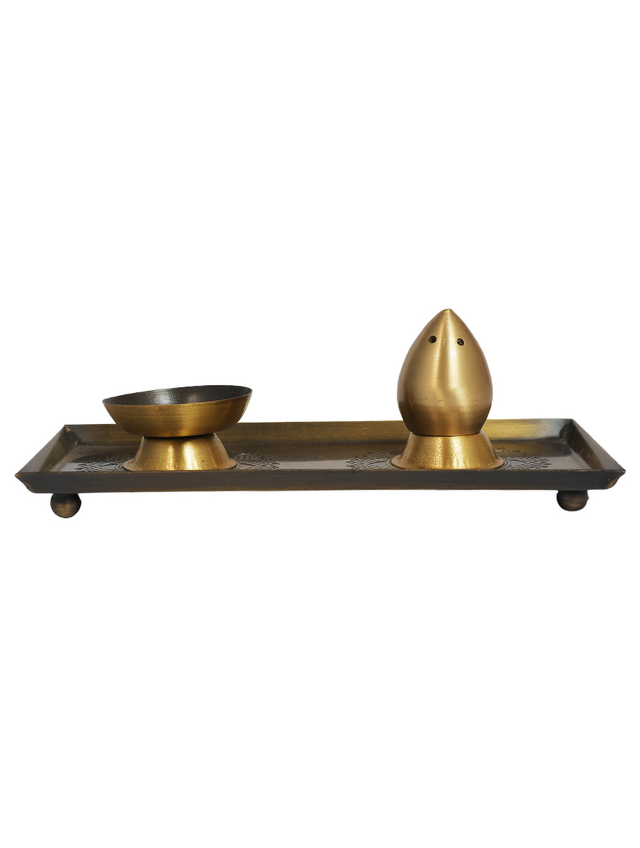 Alpana Brass Incense Gift Set (Gold & Antique)