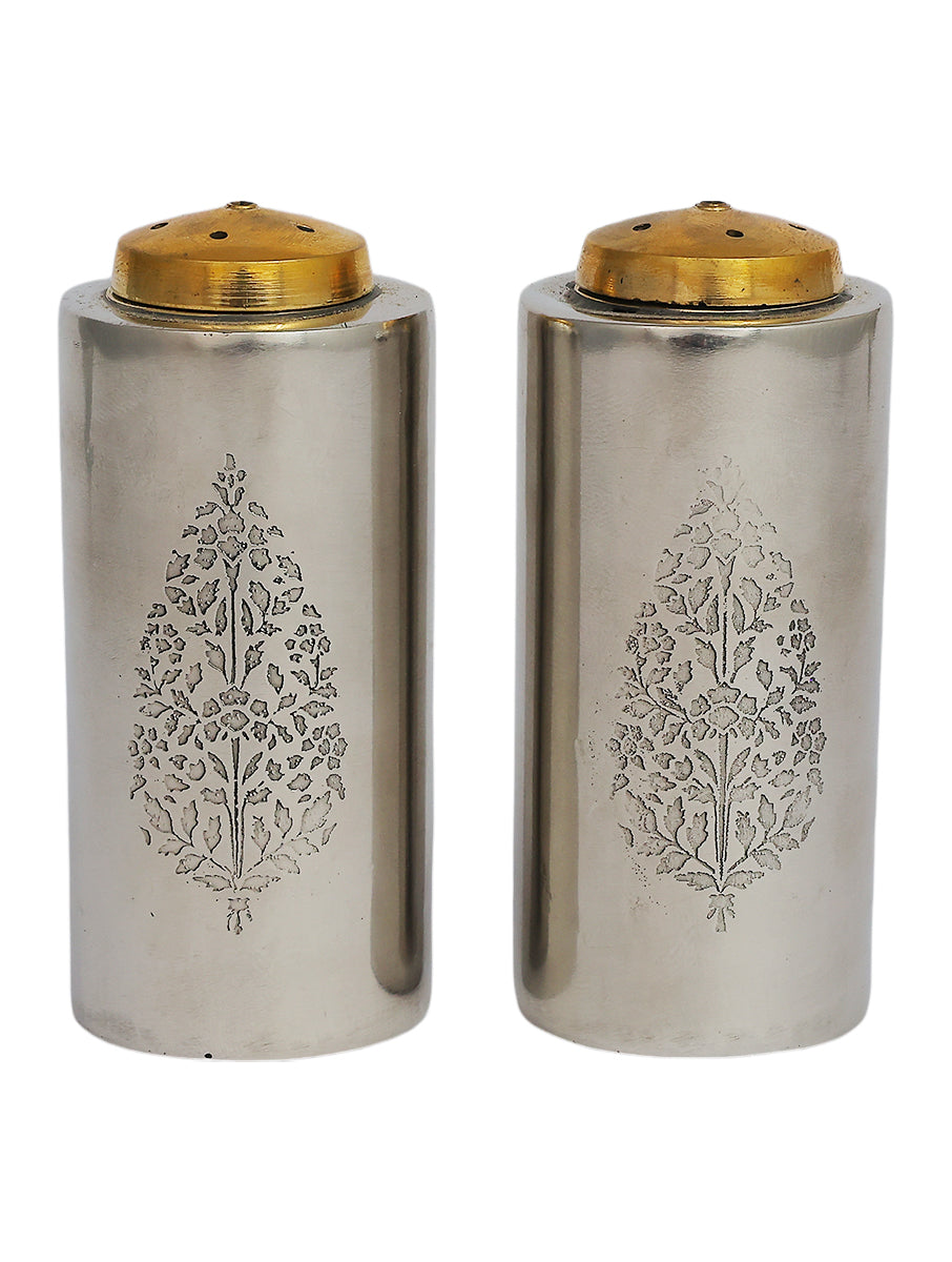 Chinar Steel Serving set with Salt and Pepper shaker and 2 Coasters