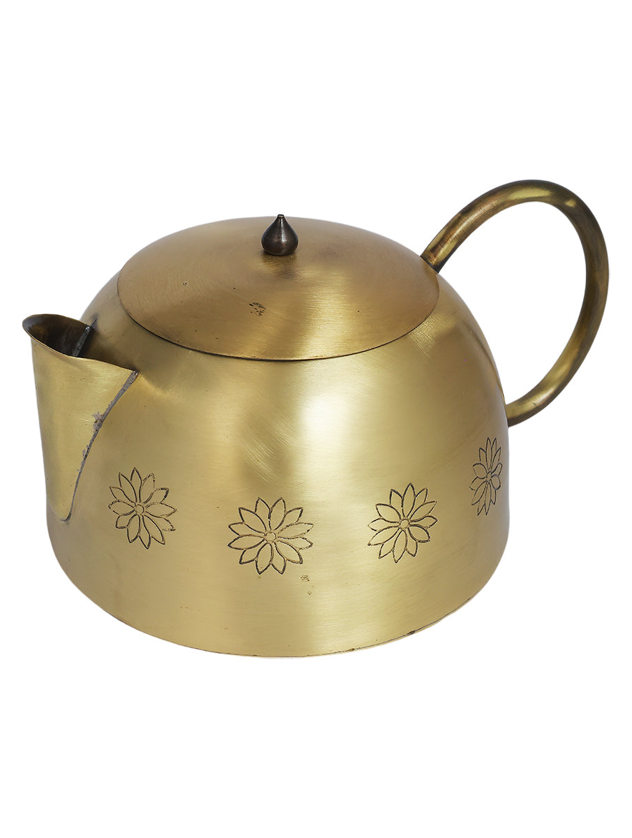 Marigold Brass Tea set with Teapot,Sugar pot, Milk pot,Strainer and Spoon