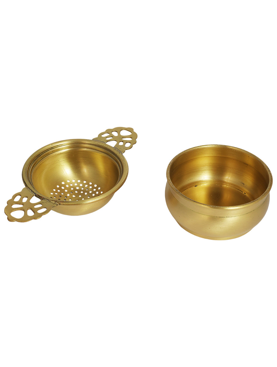 Marigold Brass Tea set with Teapot,Sugar pot, Milk pot,Strainer and Spoon
