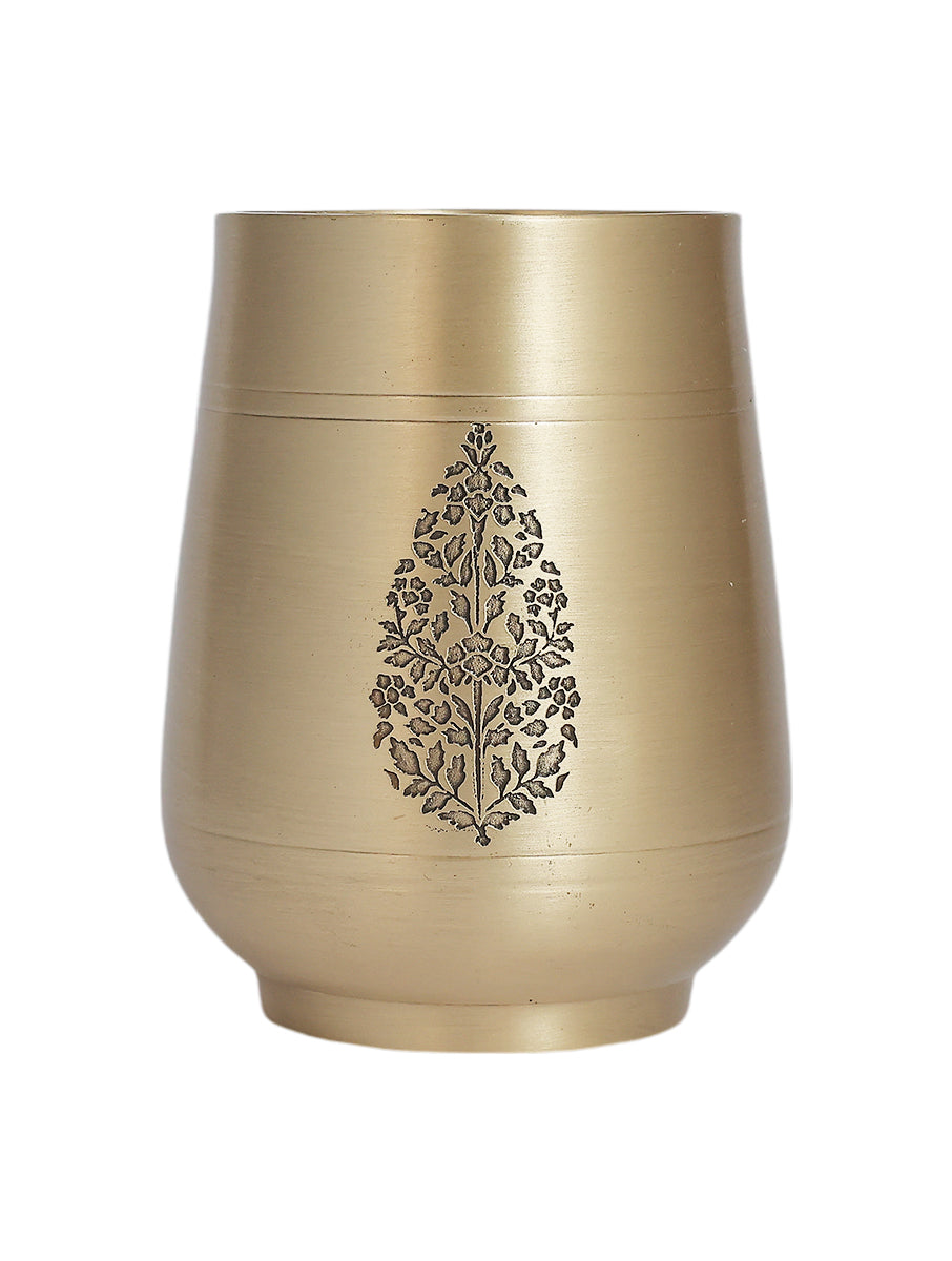 Chinar Kansa Drop Shaped Glass - Set of 2 (Gold)