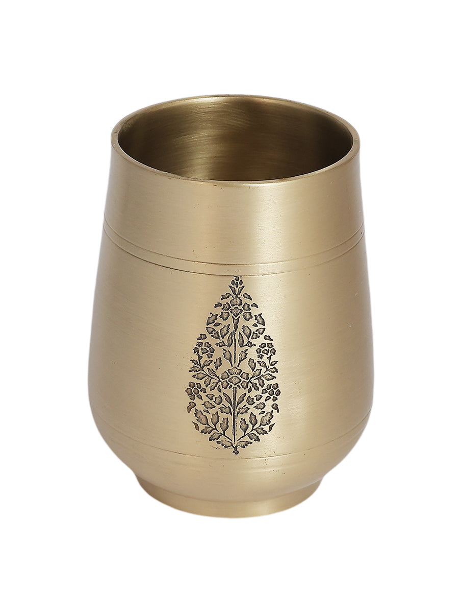 Chinar Kansa Drop Shaped Glass - Set of 2 (Gold)