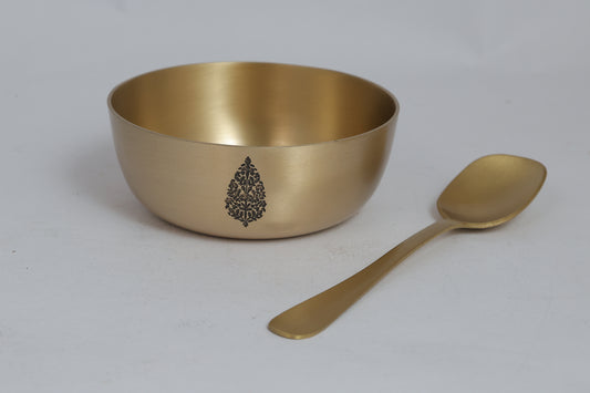 Chinar Kansa Bowl & Spoon - Set of 2 (Gold)