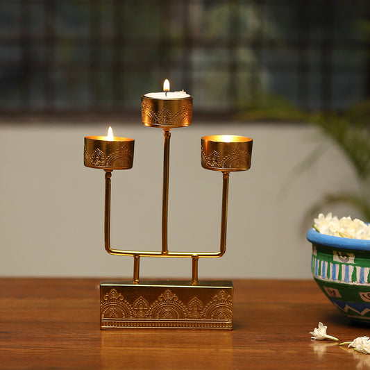 Dohar Gold Plated Tea Light Stand