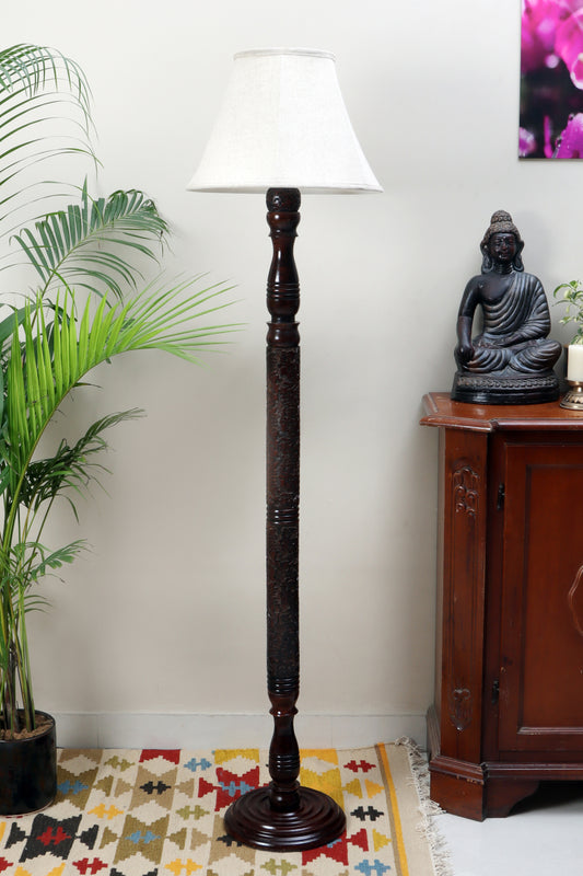 Chinar Dark brown Floor Lamp with Beige Soft Shade