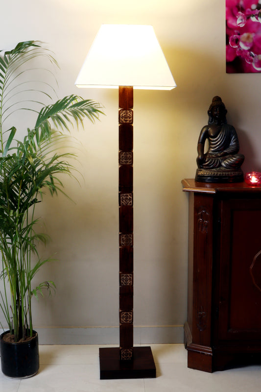 Amogh Brown and off white Floor Lamp with Ivory white Shade
