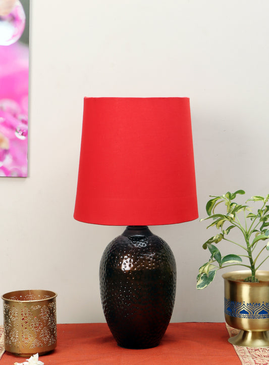 Nalanda Table Lamp with Red Shade