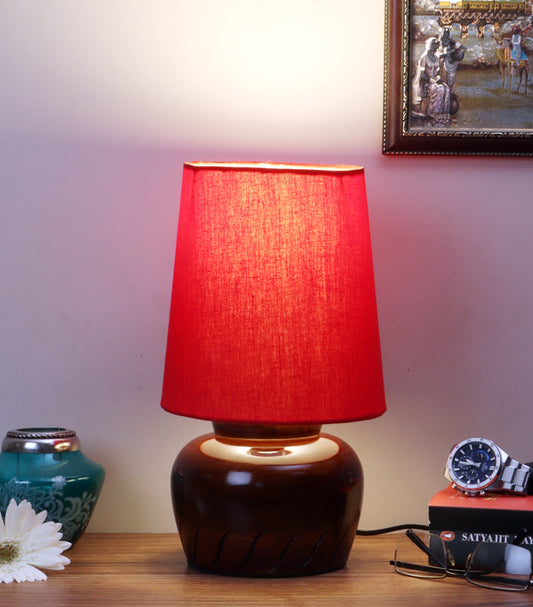 Nirvana Bed side Lamp with Red Shade