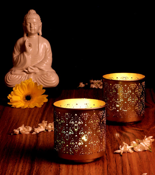 Gandhara Votive with Green Tea Light holder - Set of 2