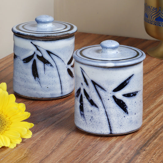 Studio Pottery Light Blue Jars - Set of 2