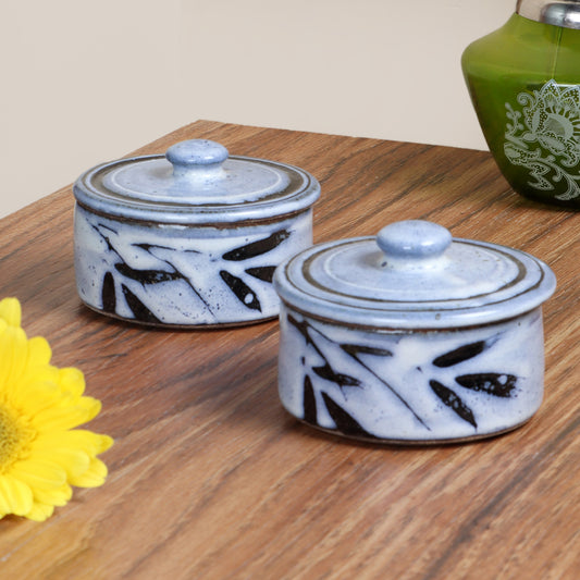 Studio Pottery Light Blue Trinket Box - Set of 2