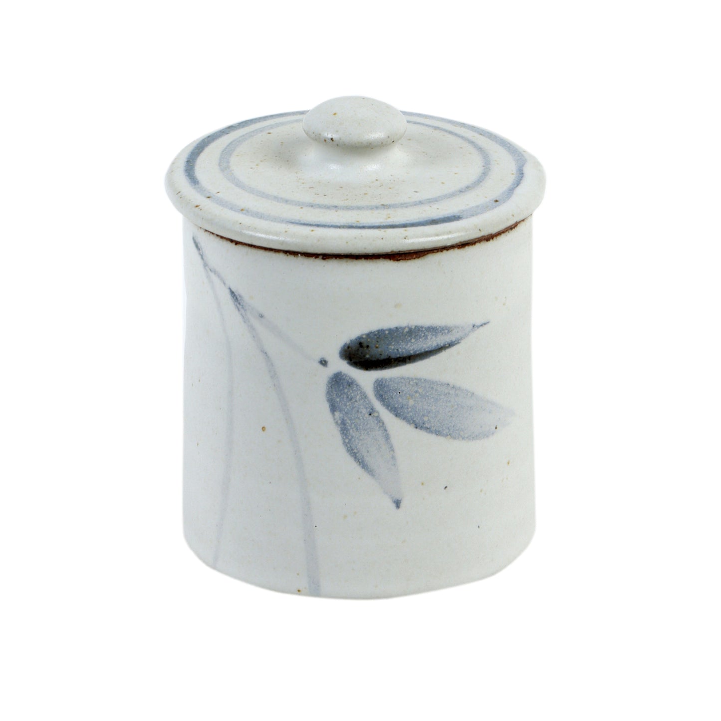 Studio Pottery White & Blue Jars - Set of 2