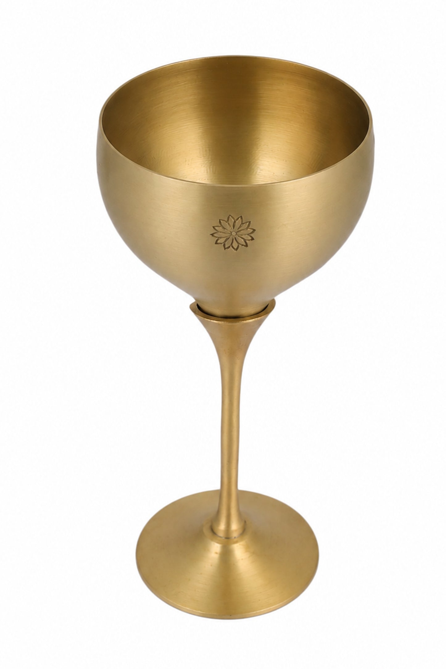 Marigold Brass Casted Wine Glass in a Gift box - Set of 2 (Gold)