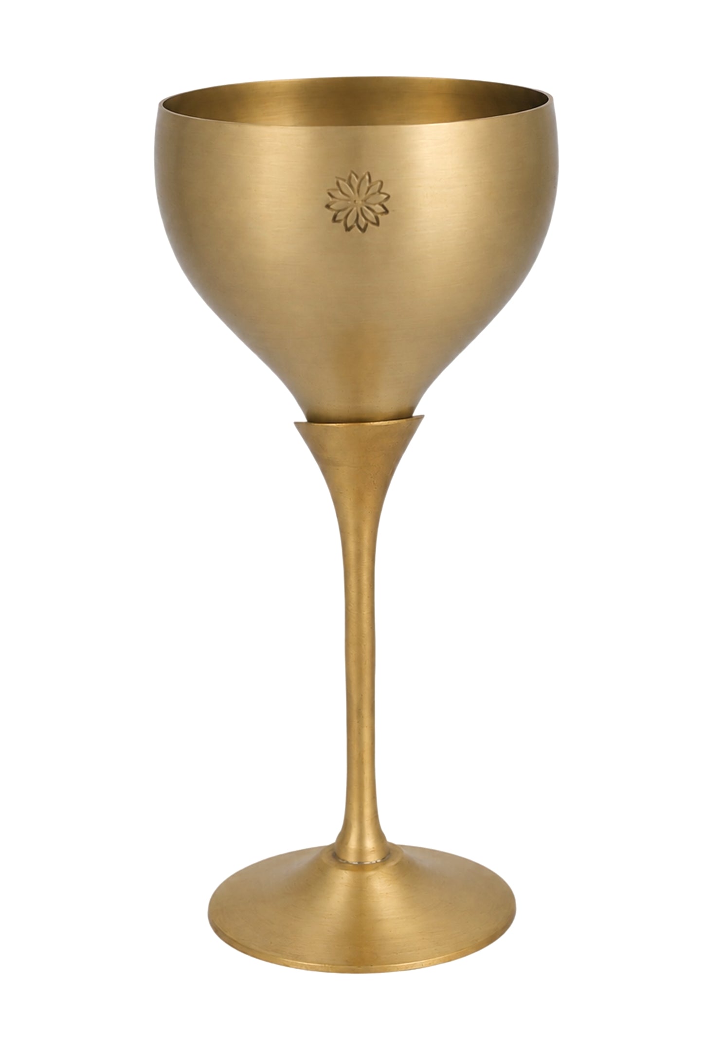 Marigold Brass Casted Wine Glass in a Gift box - Set of 2 (Gold)