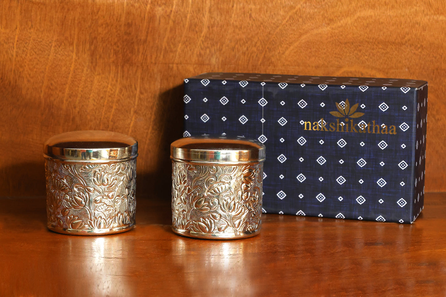 Silver Plated Brass Jar Set of 2 in a Gift Box