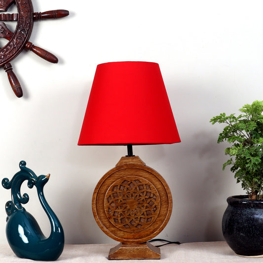 Neon Chakra Table Lamp with Red Shade