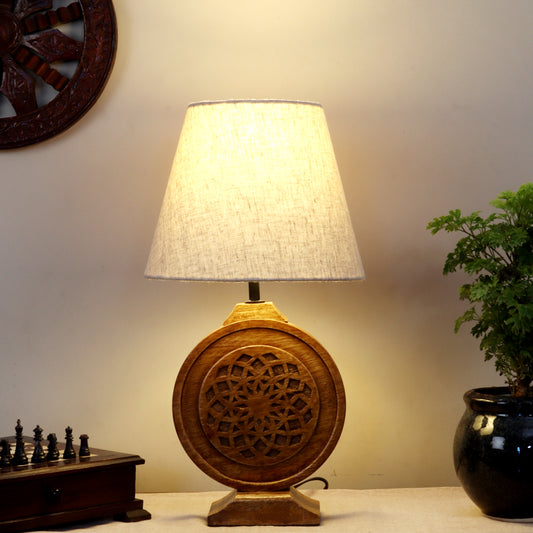 Neon Chakra Table Lamp with Beige Shade