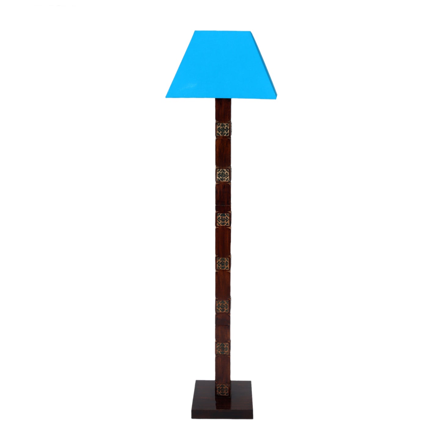 Amogh Brown and Teal Floor Lamp with Teal Shade