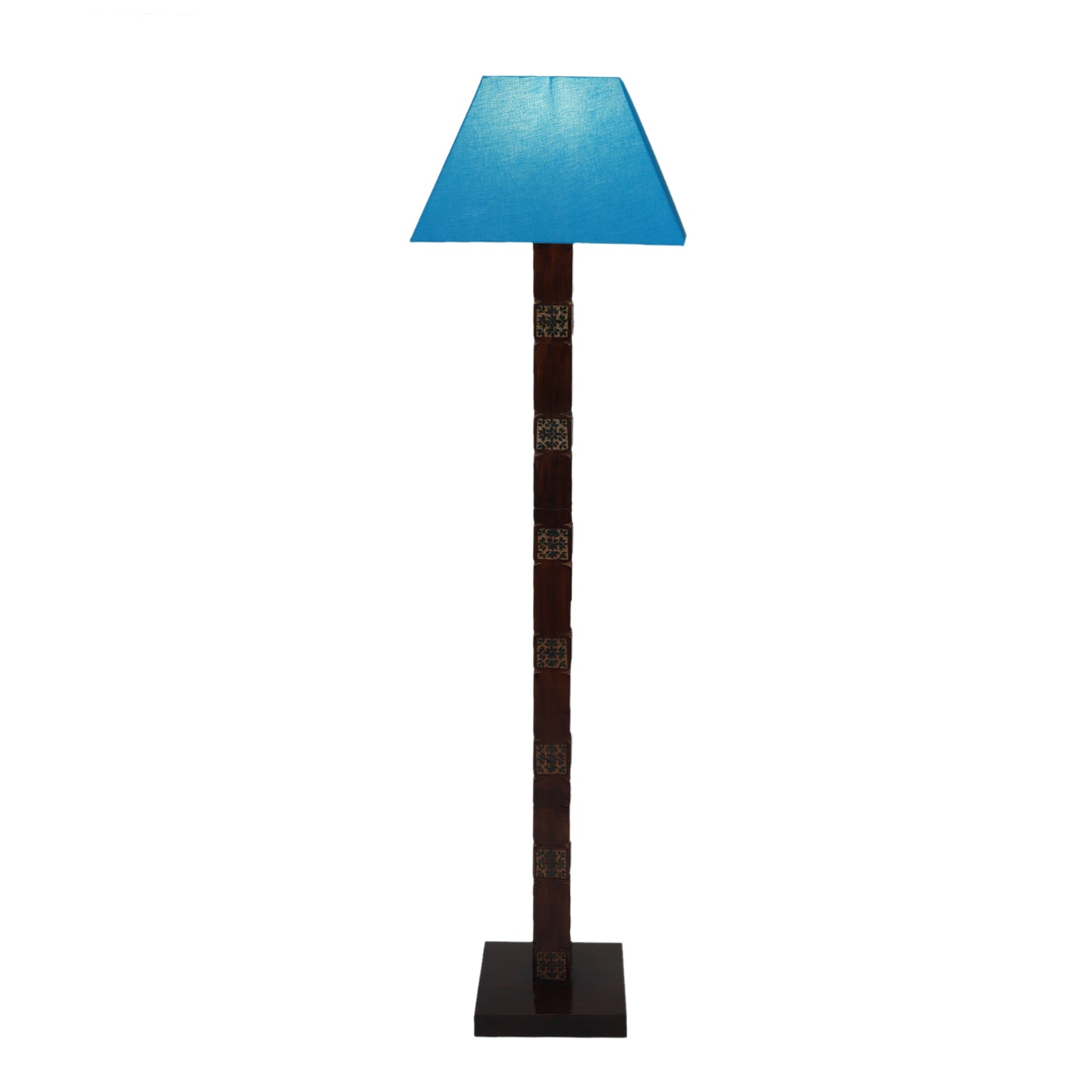 Amogh Brown and Teal Floor Lamp with Teal Shade