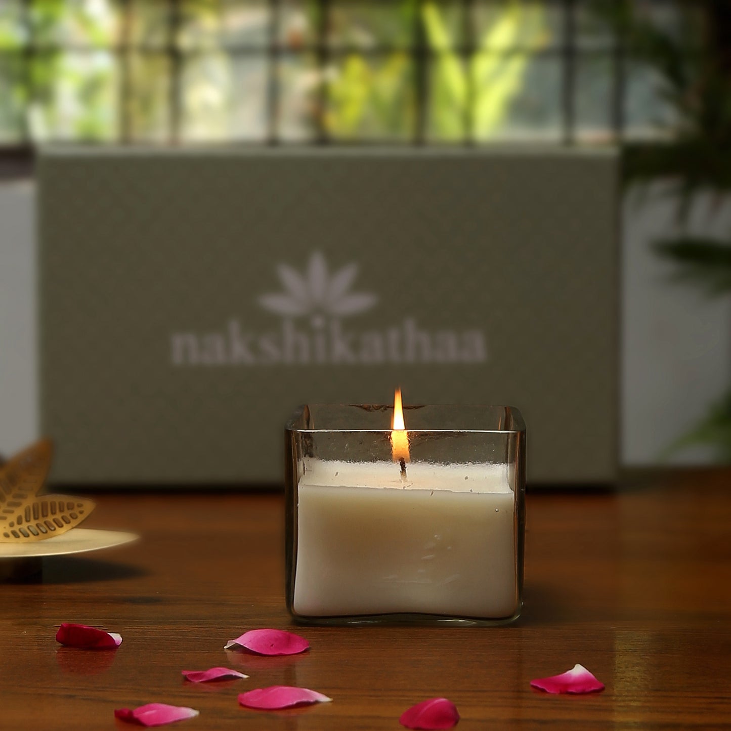 Square Glass Wax Votive (Ivory White)
